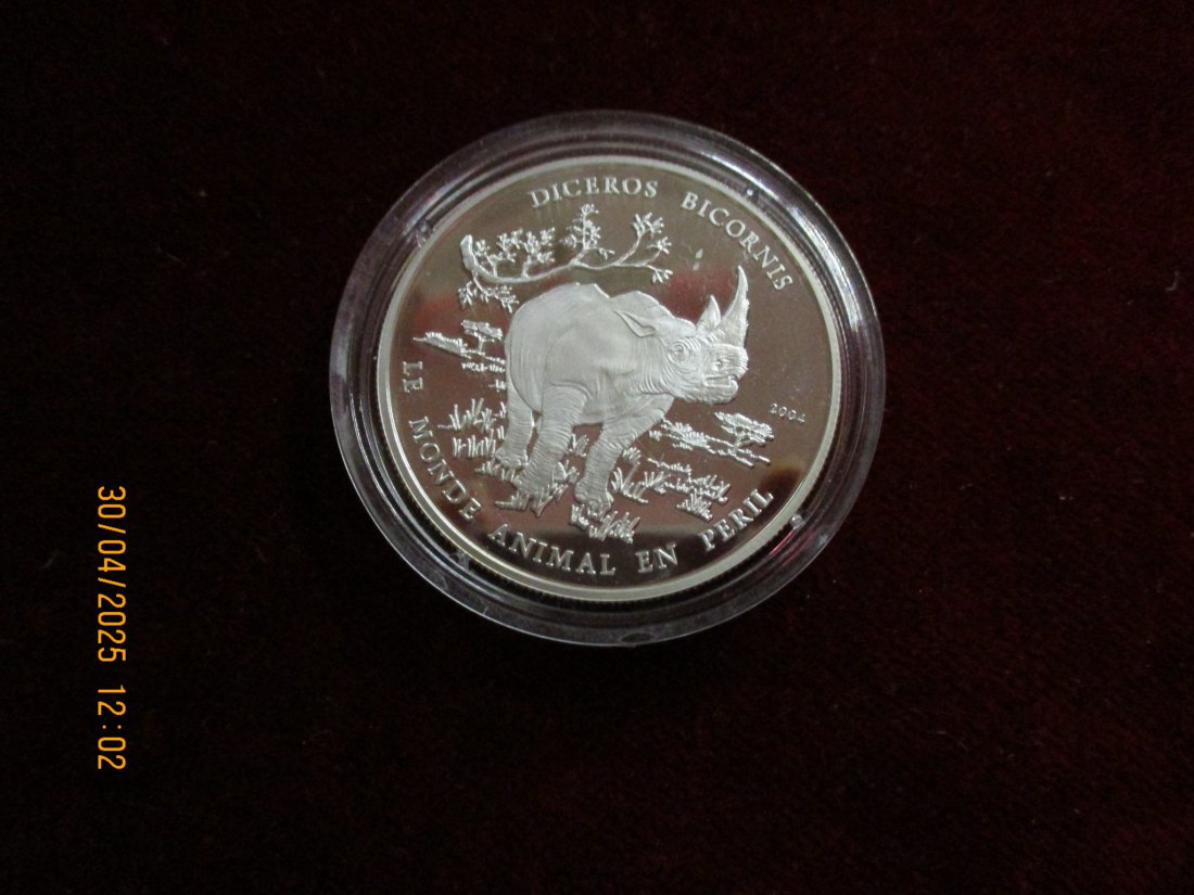  Münze 1000 Francs Kongo 2004 Tiermotiv ca. 18,5g fein /1101211 - 2   