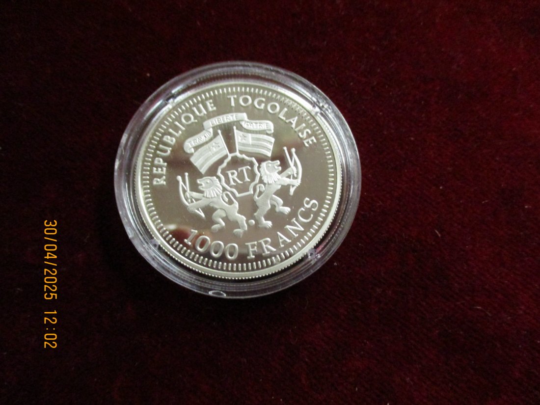  Münze 1000 Francs Togolaise 2004 Tiermotiv ca. 18,5g fein /1101211 - 2   