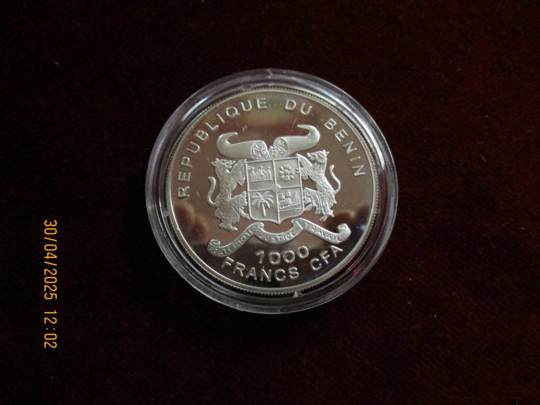  Münze 1000 Francs Benin 2004 Tiermotiv ca. 18,5g fein /1101211 - 2   