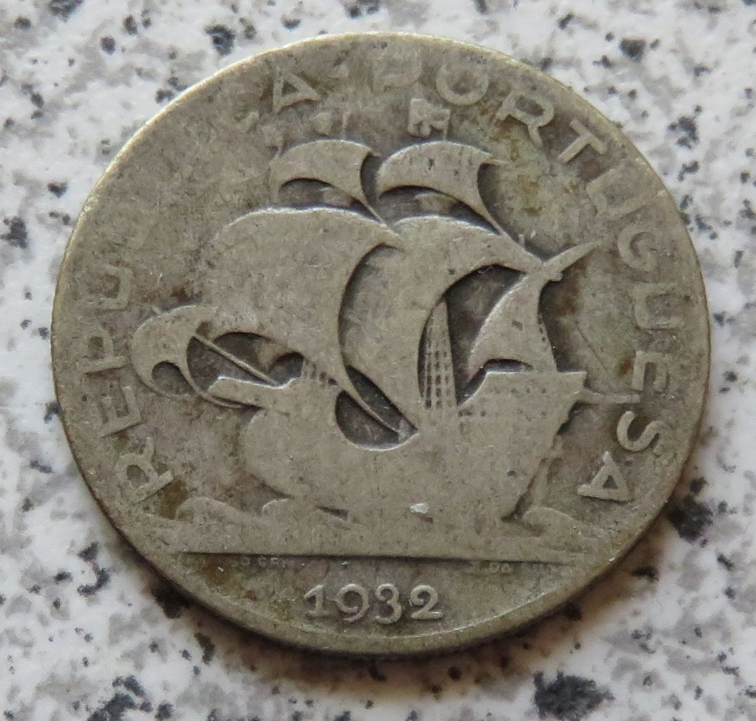  Portugal 5 Escudos 1932, eher selten, aber nur Belegstück   
