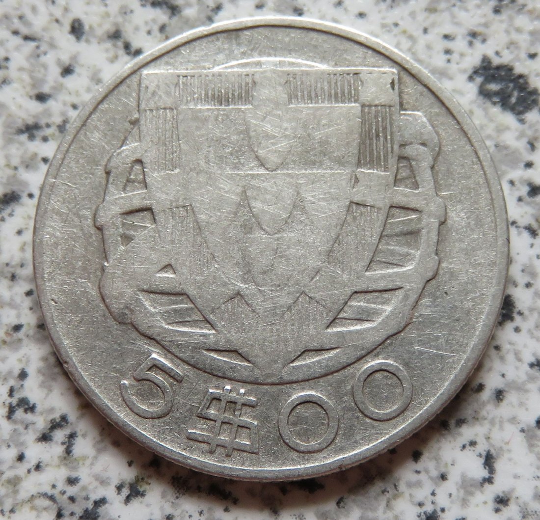  Portugal 5 Escudos 1942, Belegstück   
