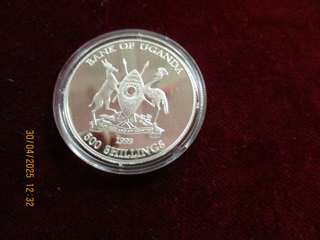  Münze: 500 Shillings Uganda 1999 Tiermotiv ca. 18,5g fein /1101211 - 2   