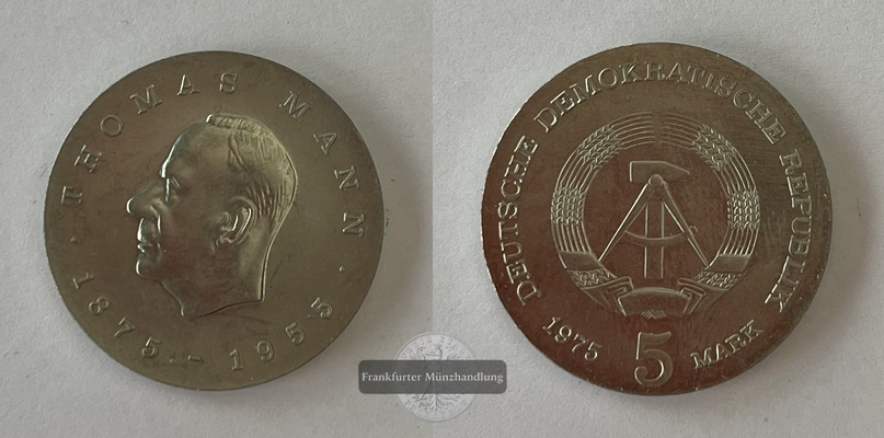  DDR 5 Mark 1975 Thomas Mann KM#54  FM-Frankfurt Gewicht: 9,7g   