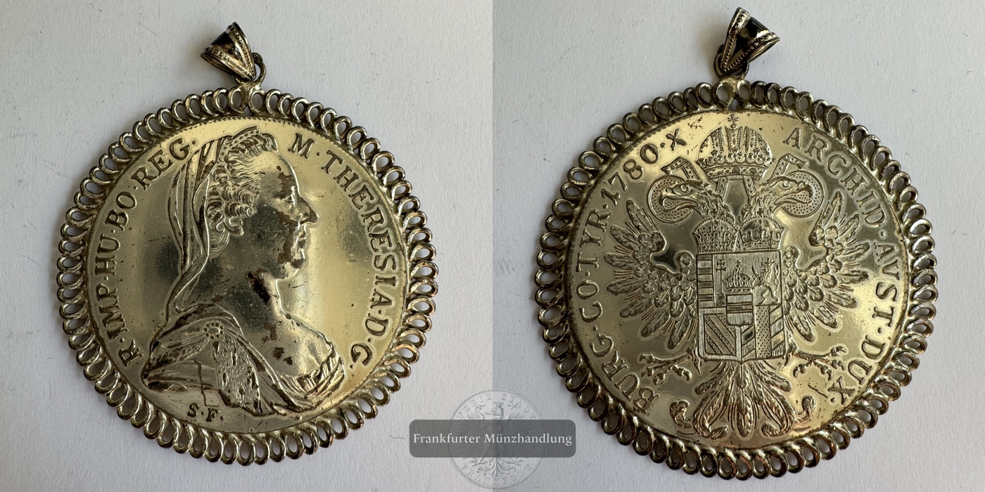  Silbermedaille 1780 mit Anhängerhaken und Verzierung FM-Frankfurt Silberraugewicht: 32,2g   