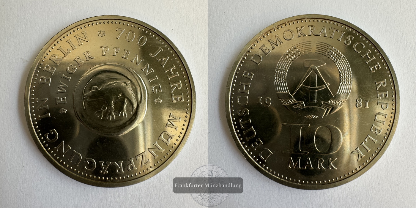  Deutschland 10 Mark 1981 (700 Years Berlin Mint) FM-Frankfurt KM# 82 Nickel-Messing 12g   
