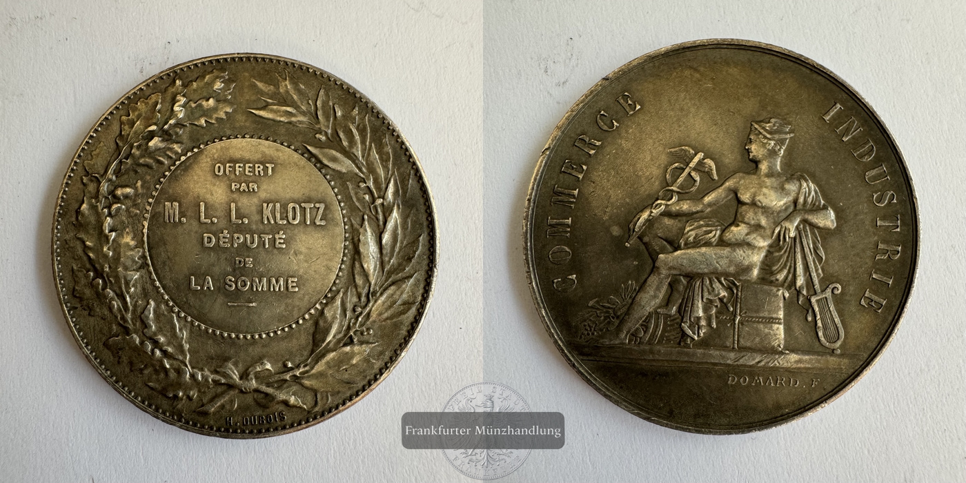  Frankreich Silbermedaille Industrie Commerce FM-Frankfurt Silberraugewicht: 16,77g   