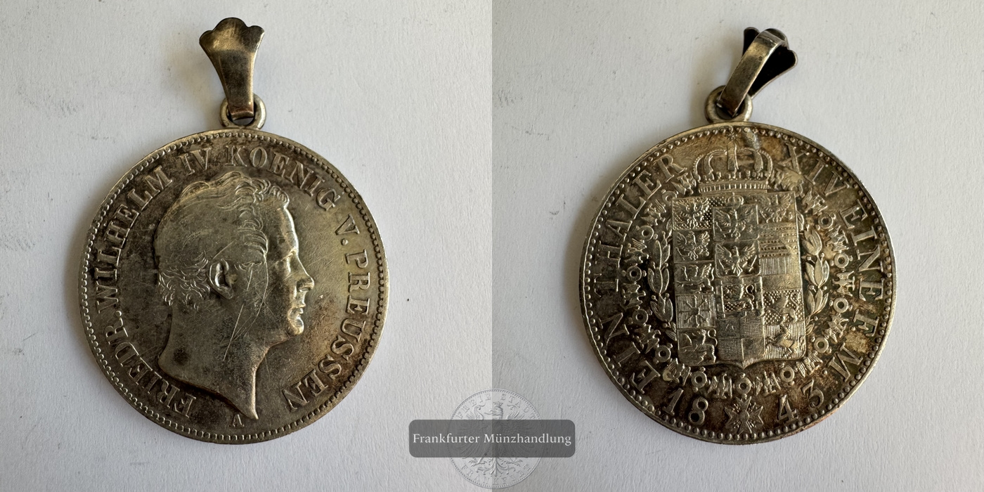  Deutschland 1 Thaler 1843 (1842-1852) Frederick William IV FM-Frankfurt KM#445 Feinsilber:   