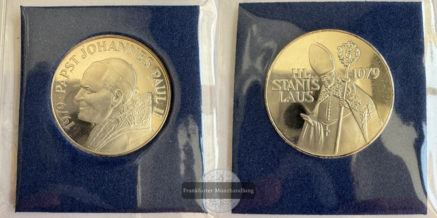  Silbermedaille 1979 Papst Johannes Paul II FM-Frankfurt Feinsilber: ca. 10g   