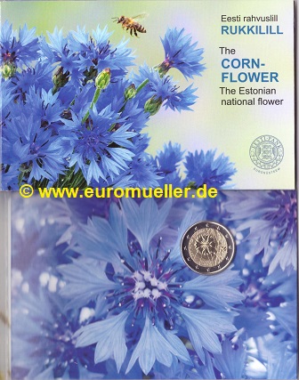 Estland 2 Euro Gedenkmünze 2024...Kornblume...bu. in CC   