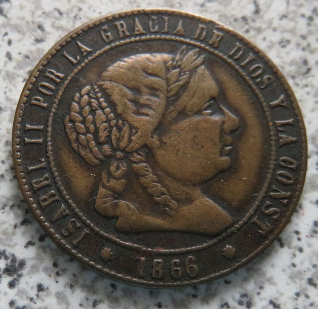  Spanien 2,5 Centimos 1866   