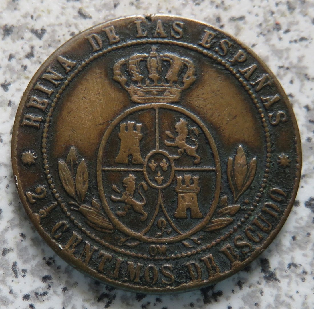  Spanien 2,5 Centimos 1866   