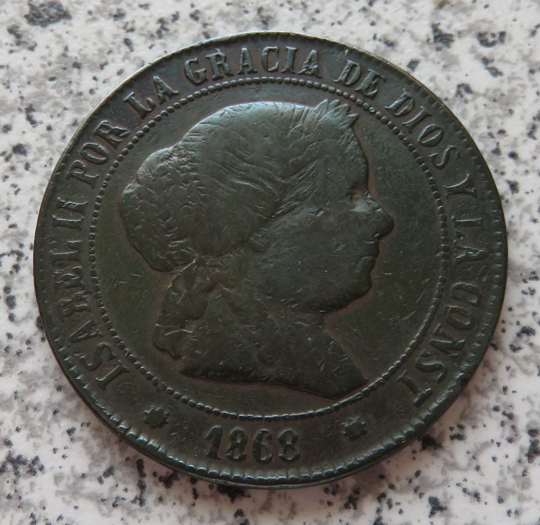  Spanien 5 Centimos 1868   