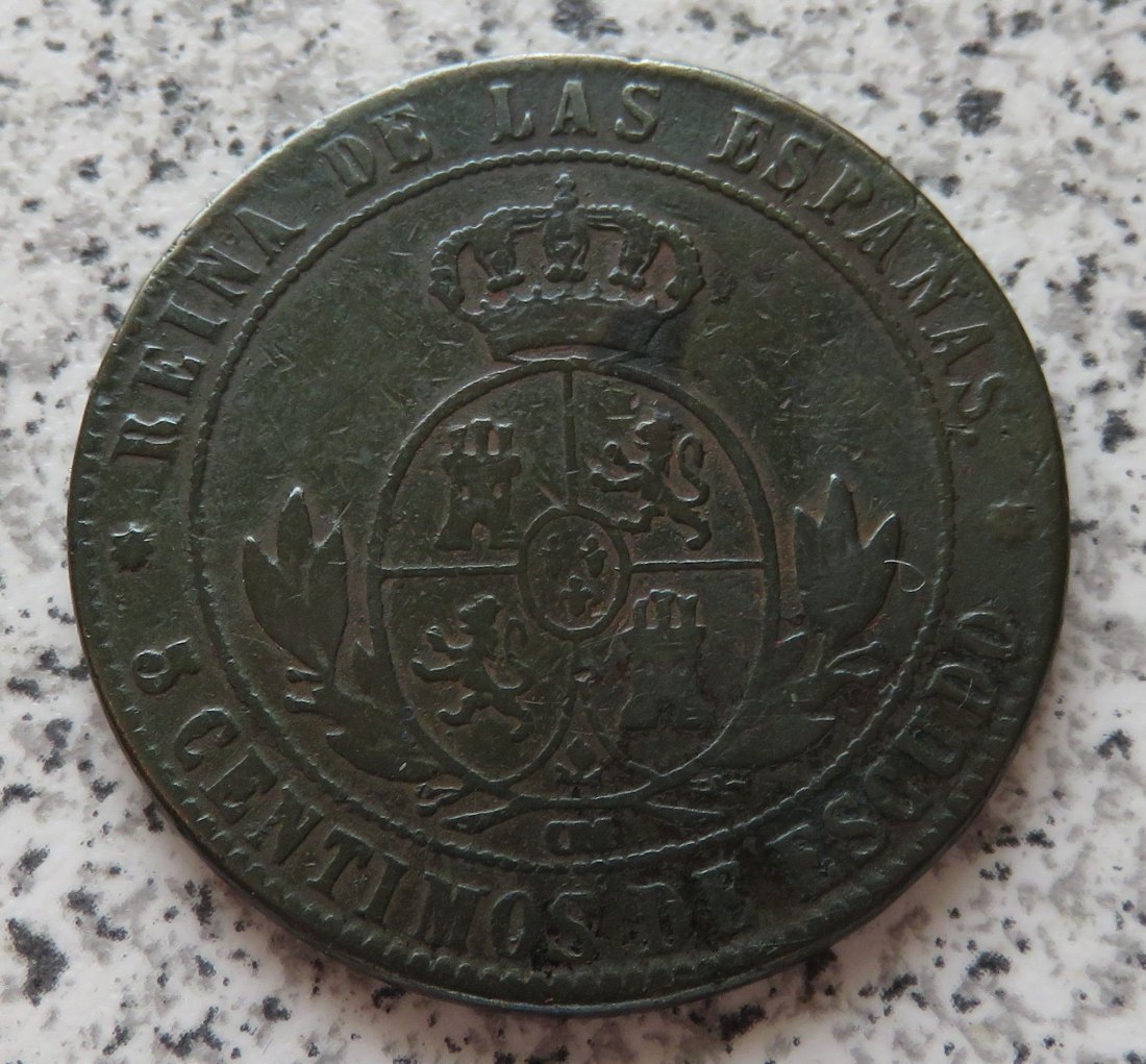  Spanien 5 Centimos 1868   