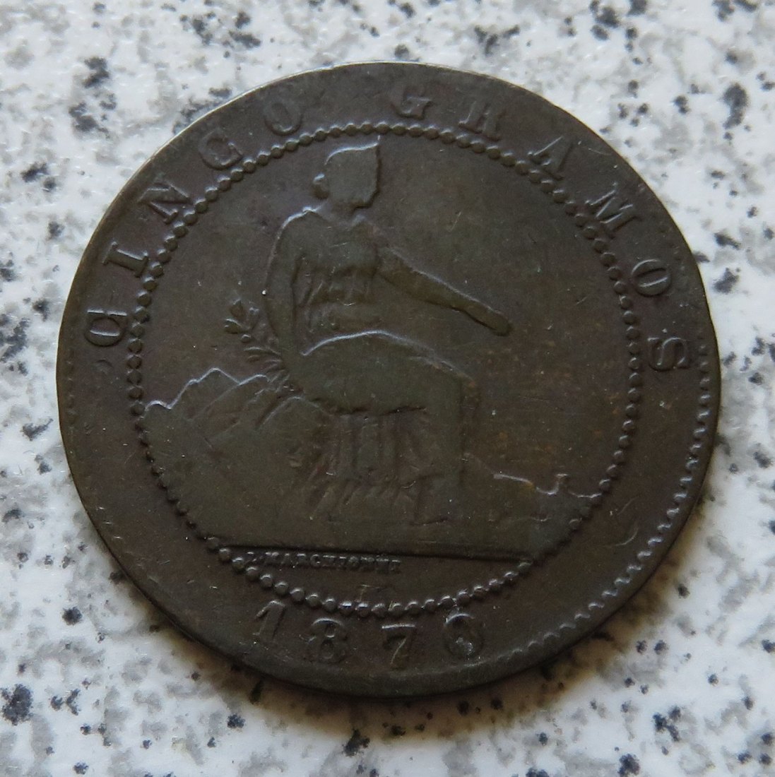  Spanien 5 Centimos 1870   