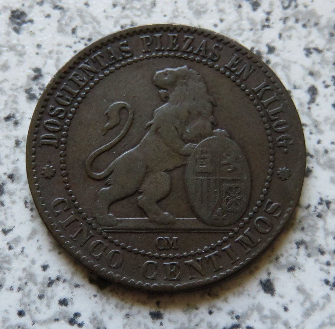  Spanien 5 Centimos 1870   