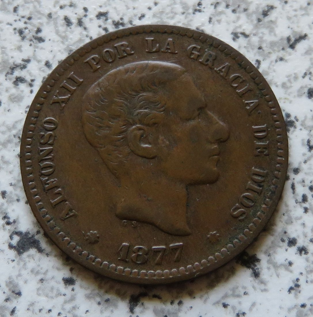  Spanien 5 Centimos 1877   