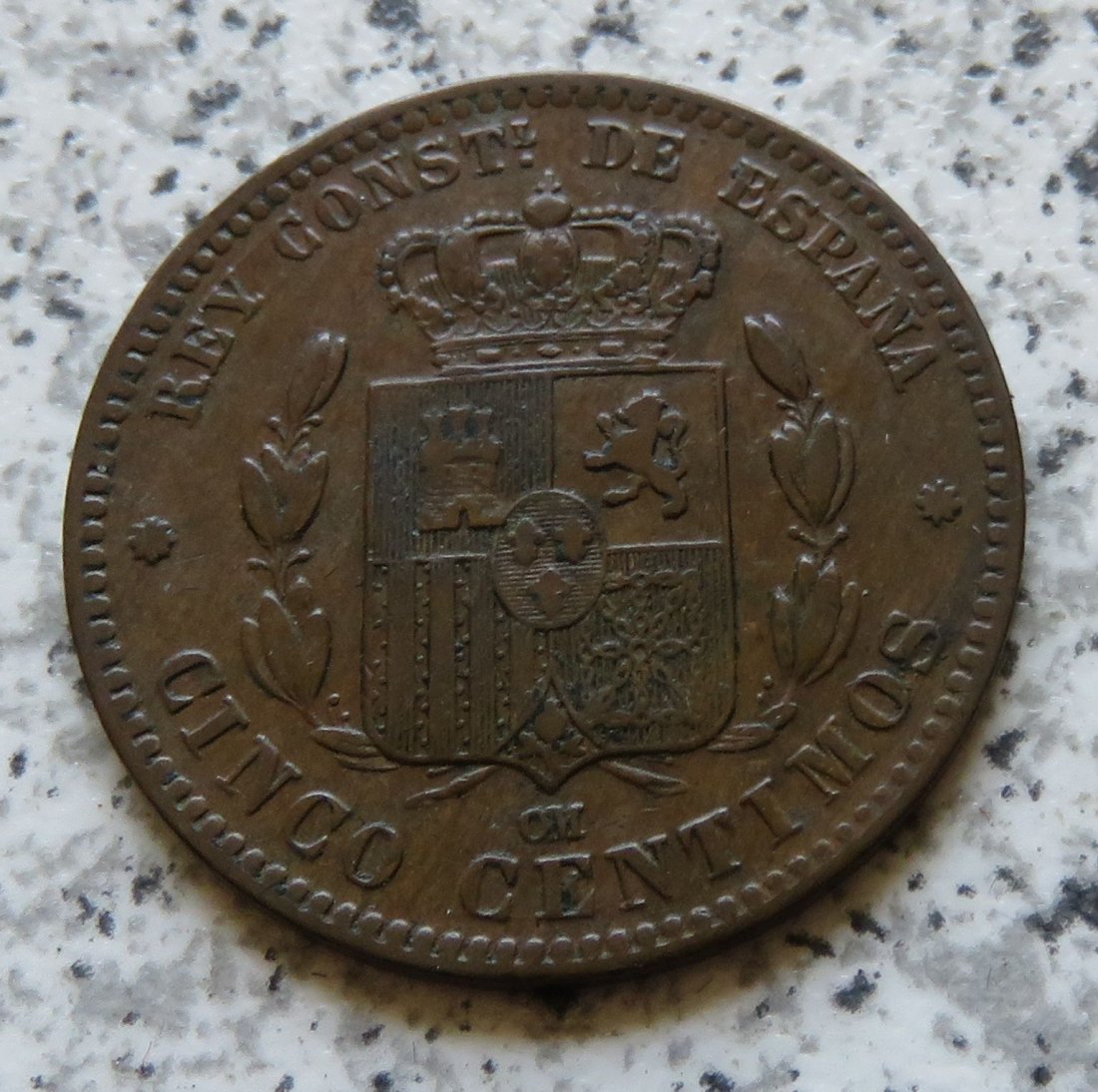  Spanien 5 Centimos 1877   