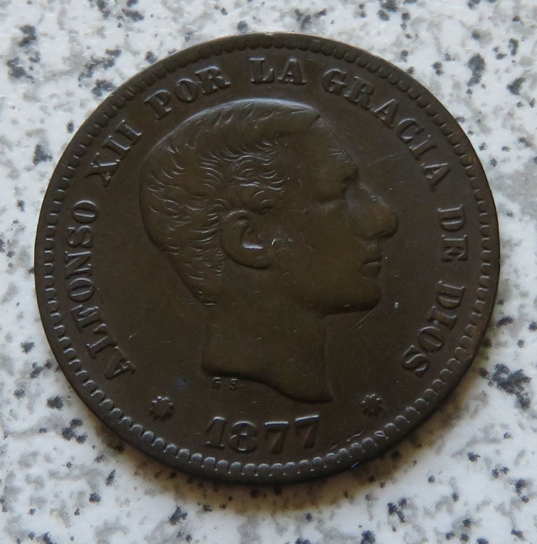  Spanien 5 Centimos 1877   