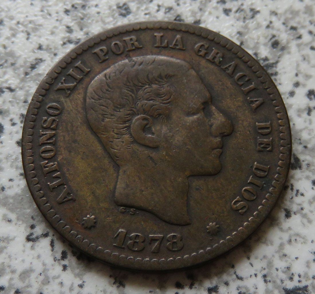  Spanien 5 Centimos 1878   
