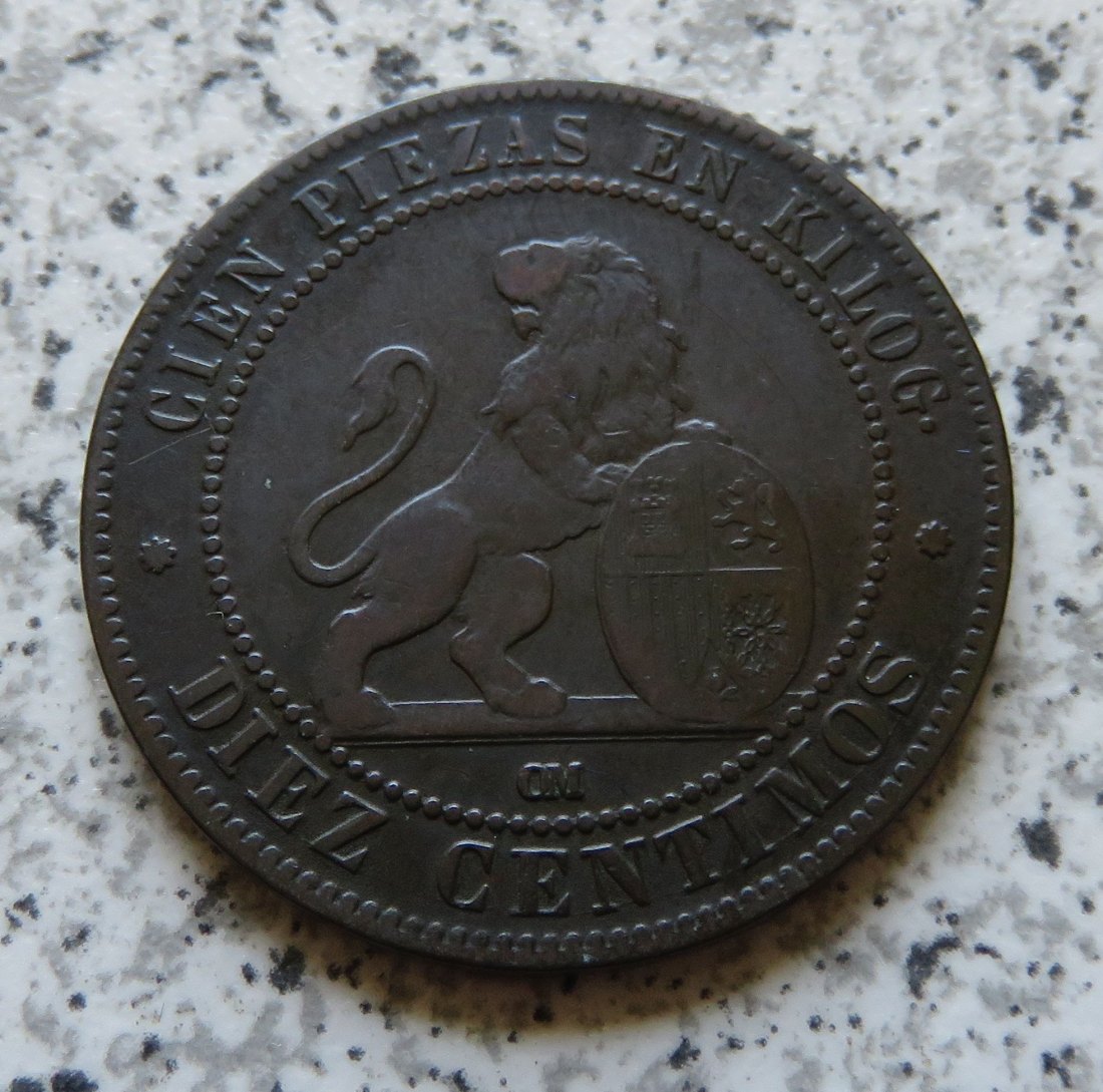  Spanien 10 Centimos 1870   