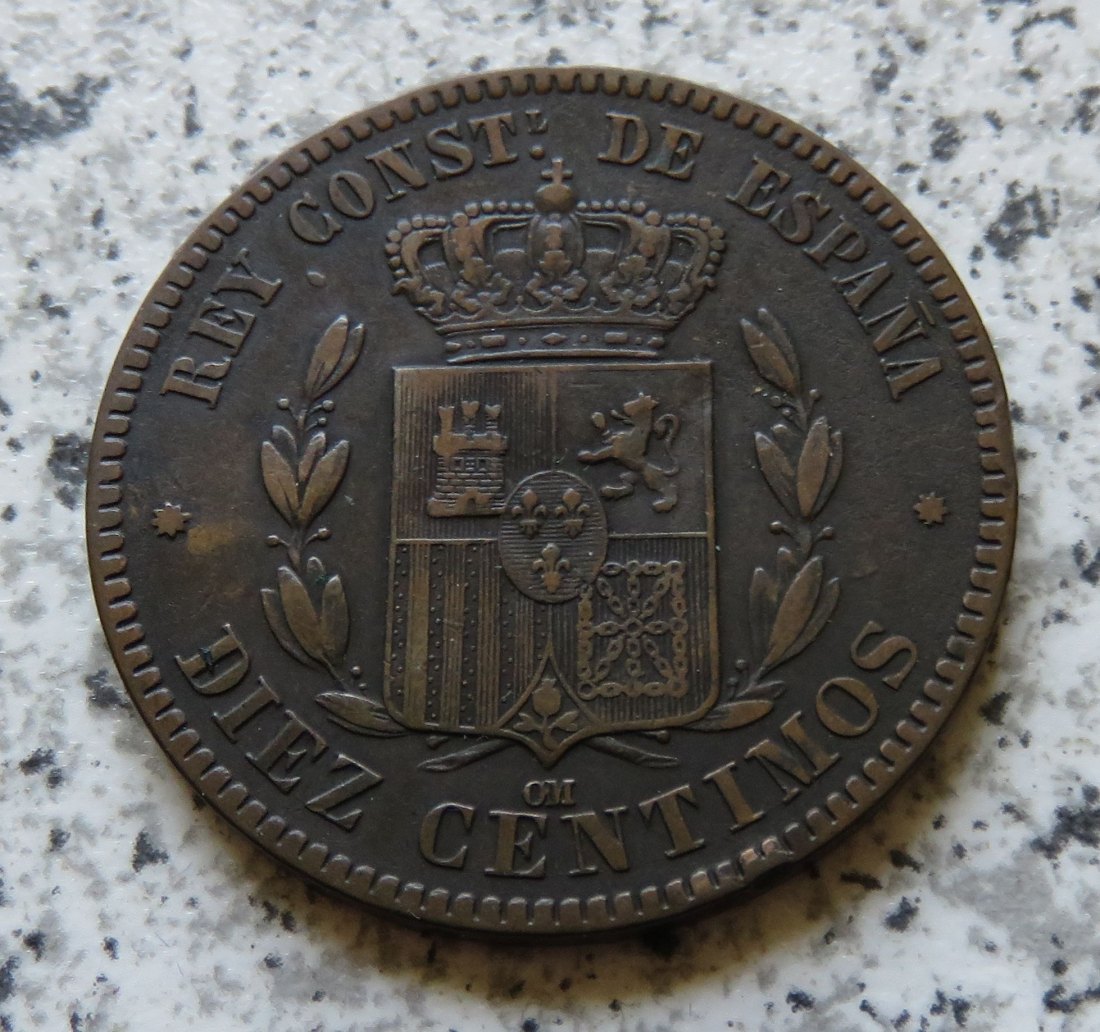  Spanien 10 Centimos 1878   