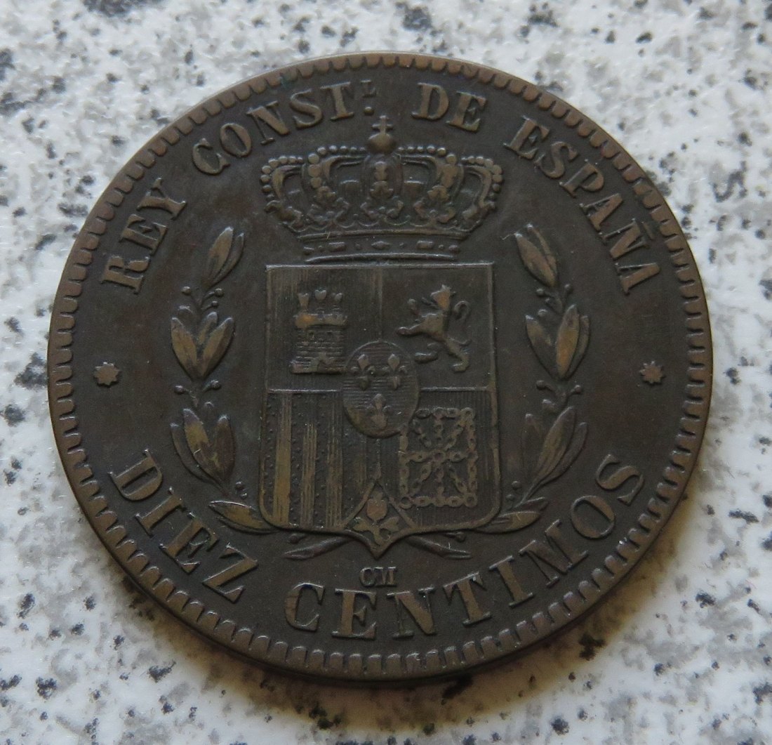  Spanien 10 Centimos 1879   