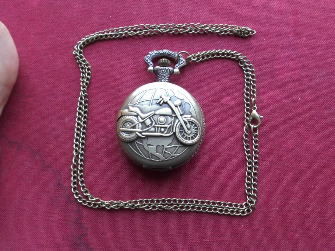 Taschenuhr Harley Davidson mit 80cm Kette bronze Quarzwerk NEU !