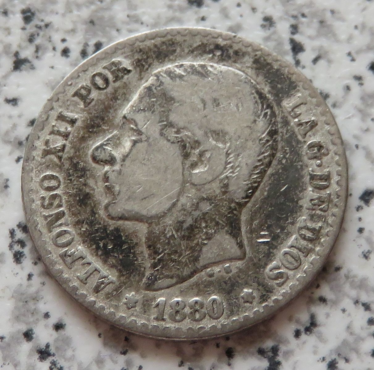  Spanien 50 Centimos 1880, Belegstück   
