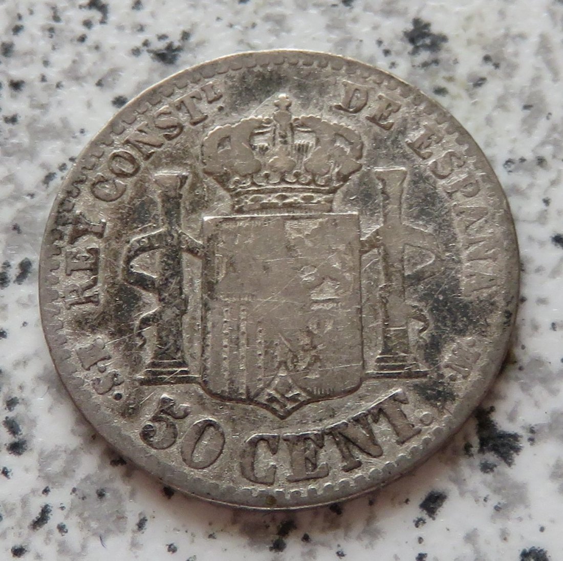  Spanien 50 Centimos 1880, Belegstück   