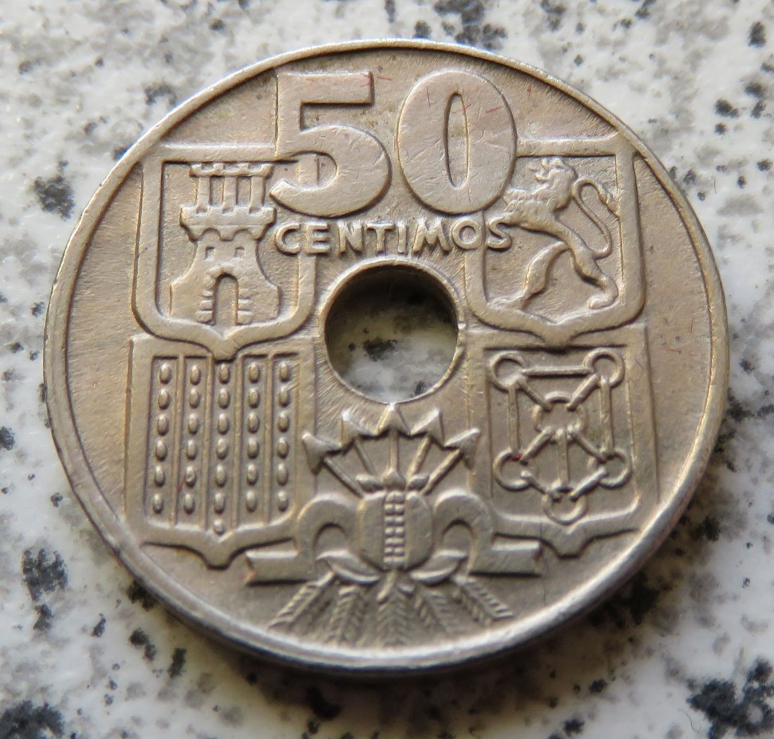  Spanien 50 Centimos 1949 Sternchen 56   