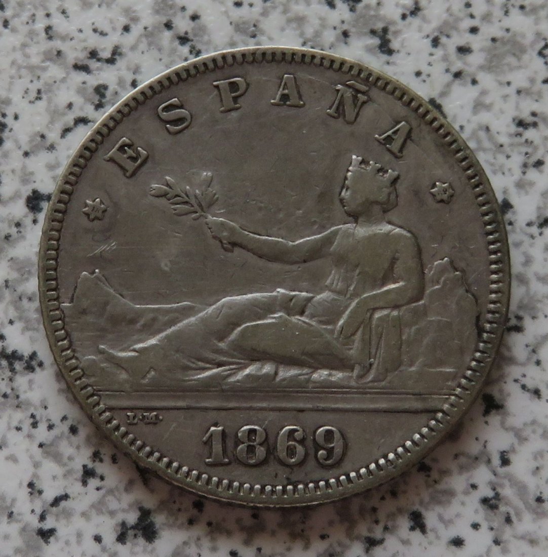  Spanien 2 Pesetas 1869 Sternchen 69   