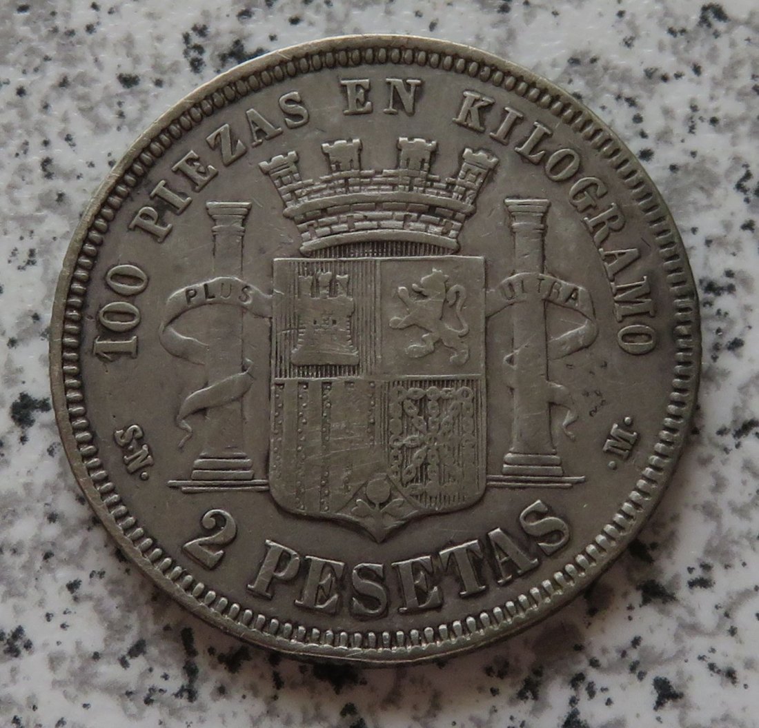  Spanien 2 Pesetas 1869 Sternchen 69   