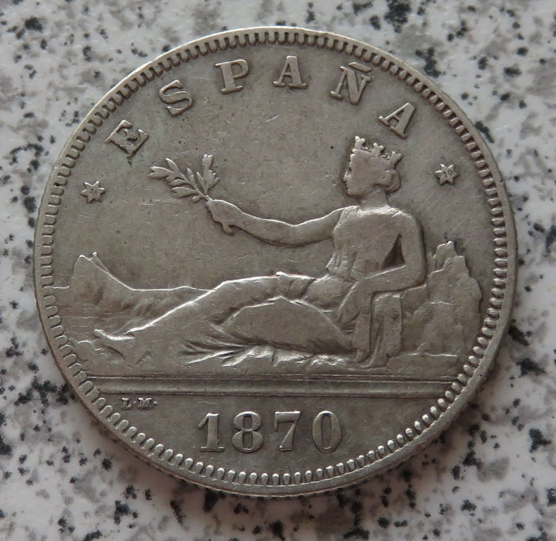  Spanien 2 Pesetas 1870 Sternchen 70   