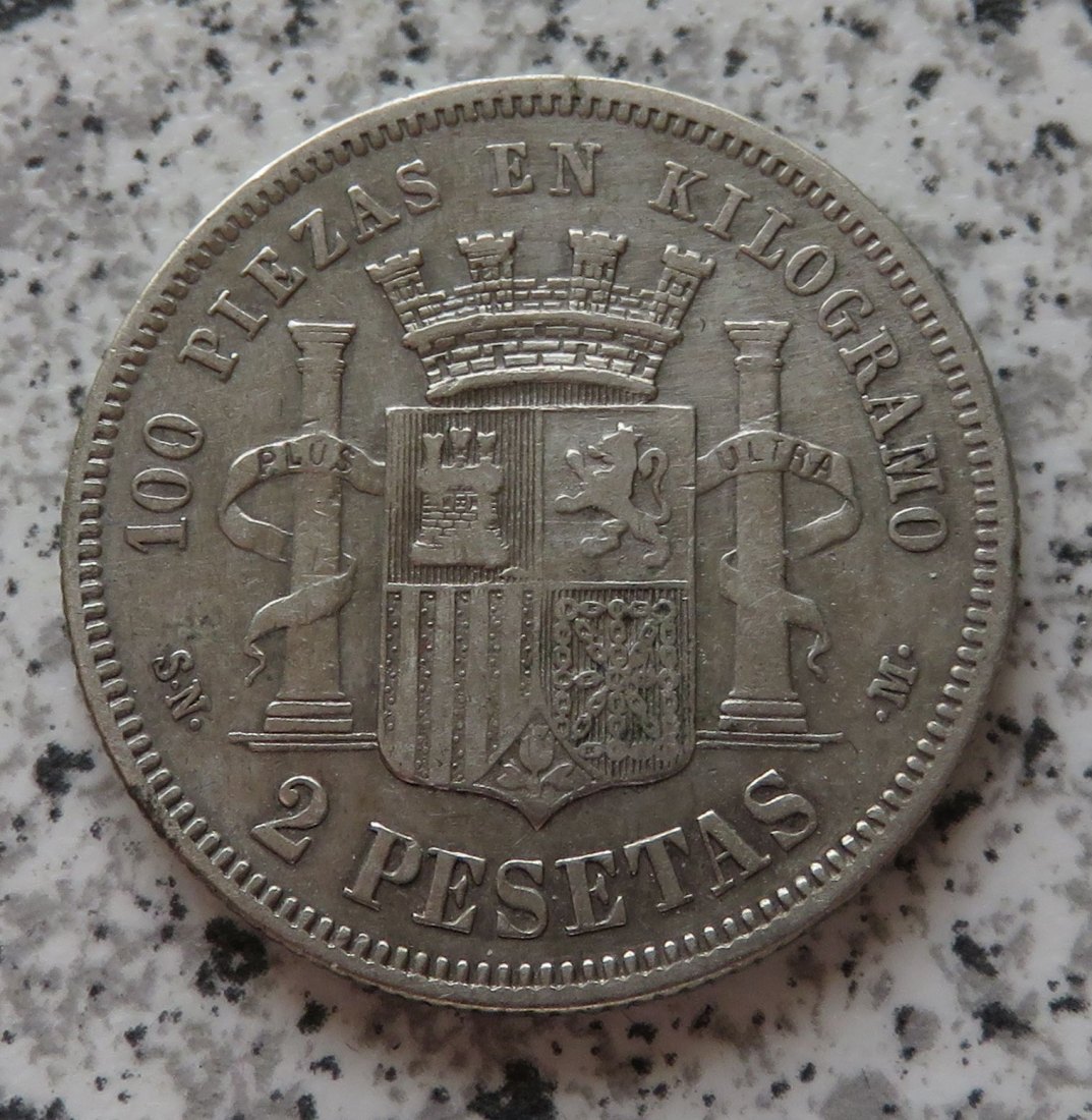  Spanien 2 Pesetas 1870 Sternchen 70   