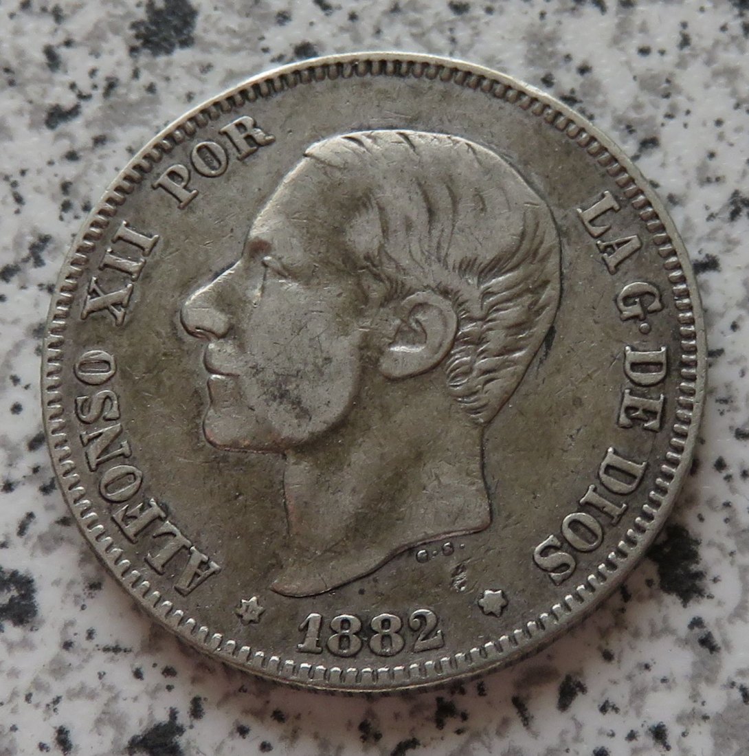  Spanien 2 Pesetas 1882   