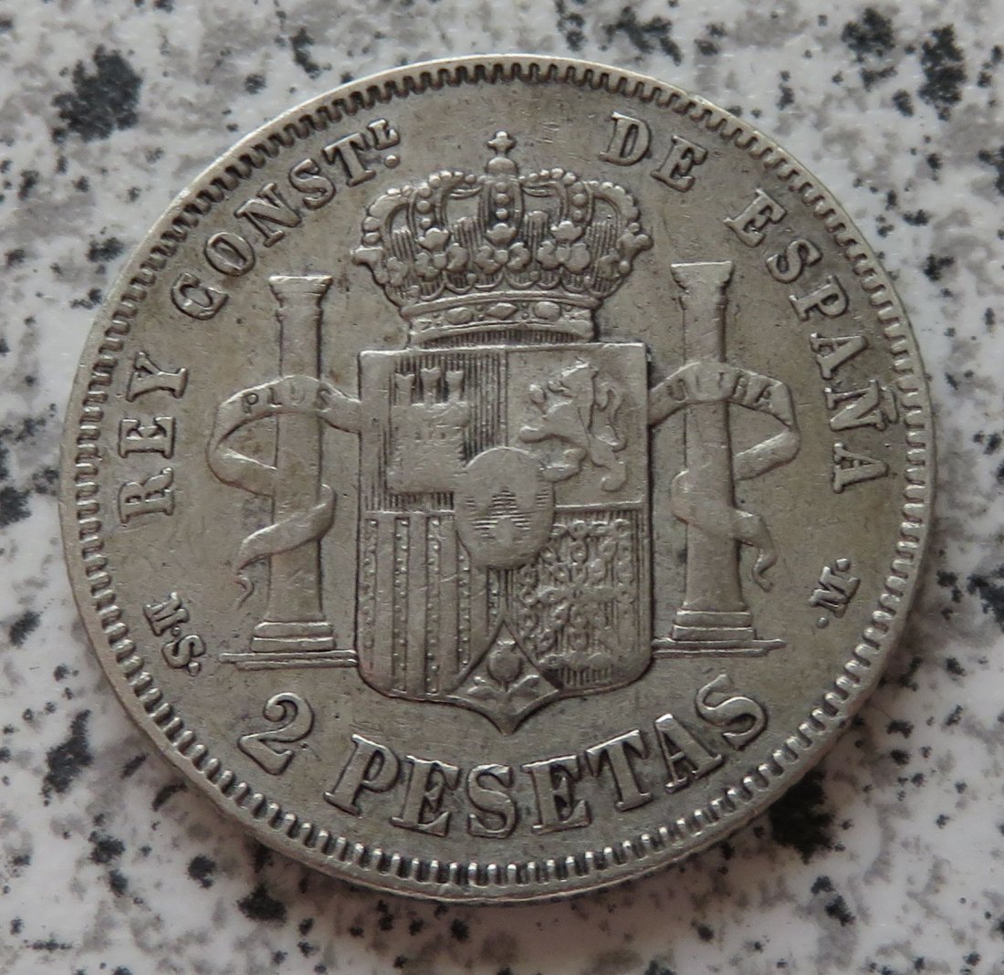  Spanien 2 Pesetas 1882   