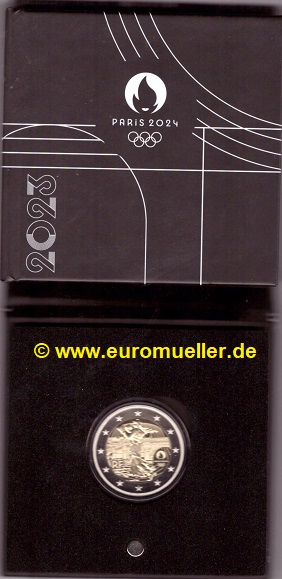 Frankreich 2 Euro Gedenkmünze 2023...Olympia 2024 Paris...PP in Box   