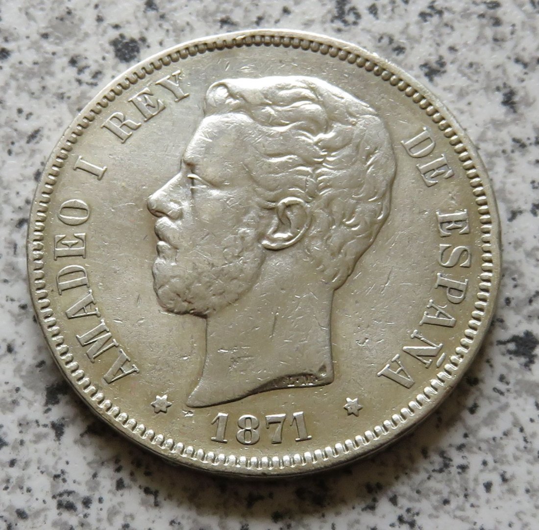  Spanien 5 Pesetas 1871   