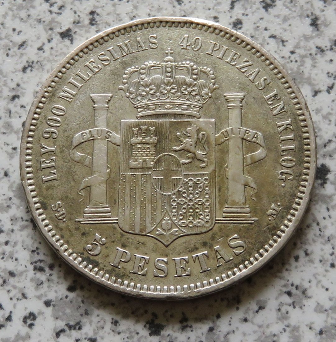  Spanien 5 Pesetas 1871   