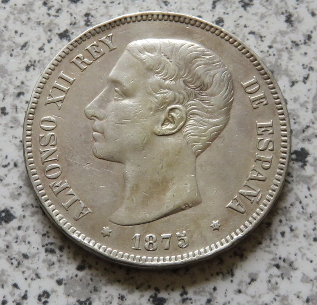  Spanien 5 Pesetas 1875   