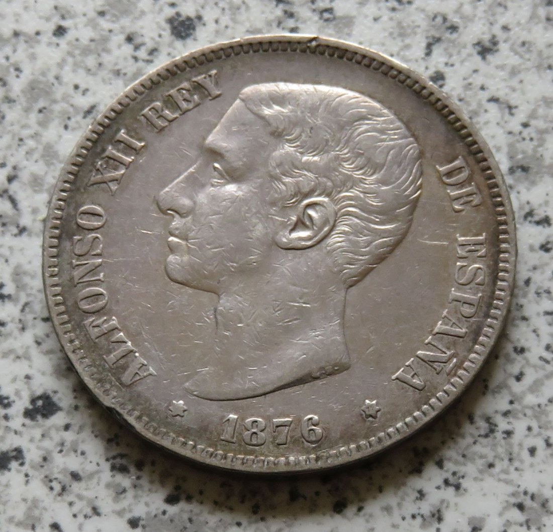  Spanien 5 Pesetas 1876   