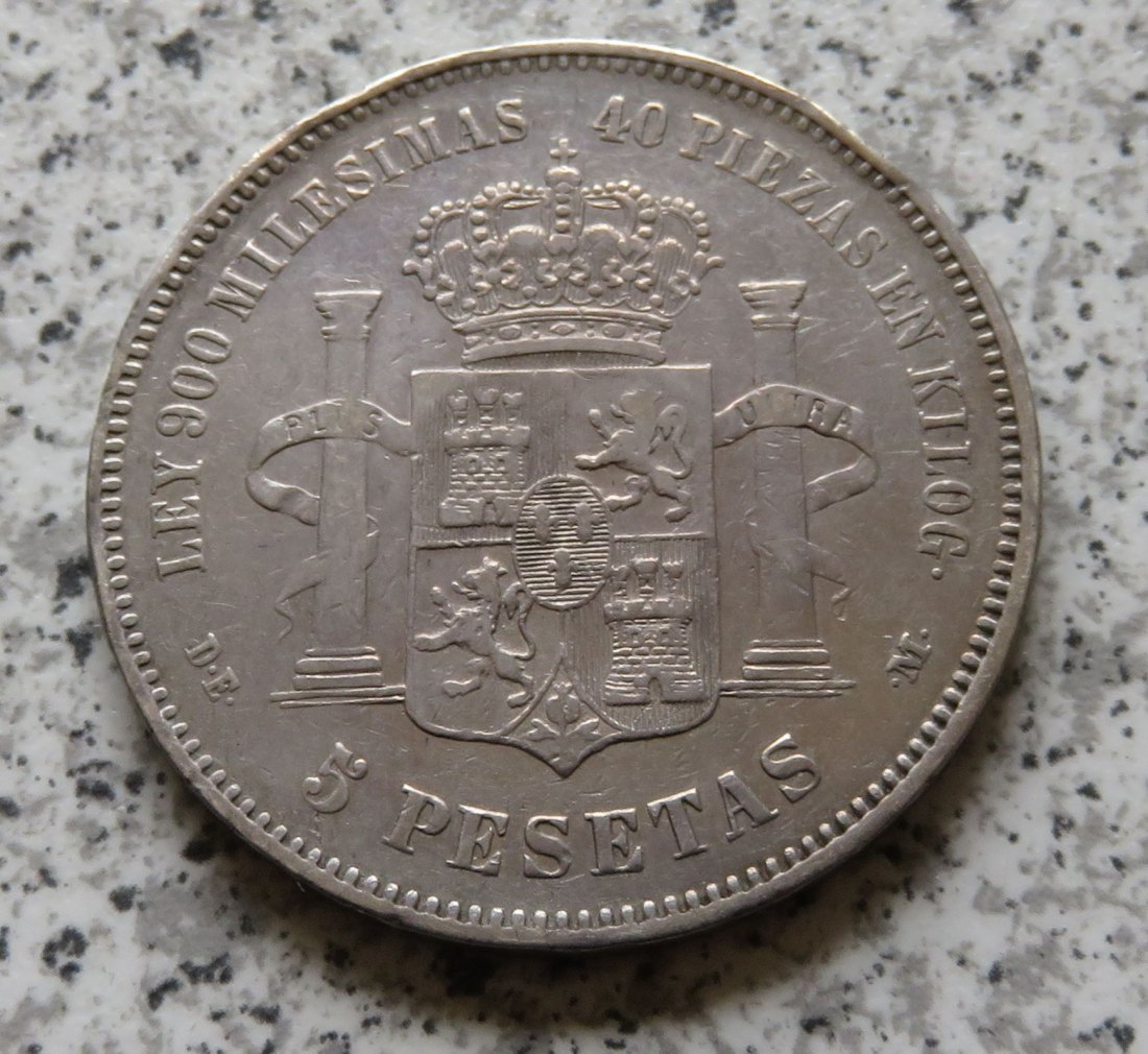  Spanien 5 Pesetas 1876   