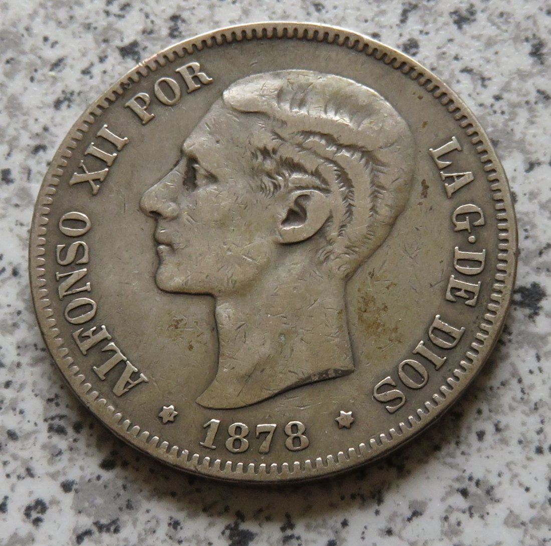  Spanien 5 Pesetas 1878   