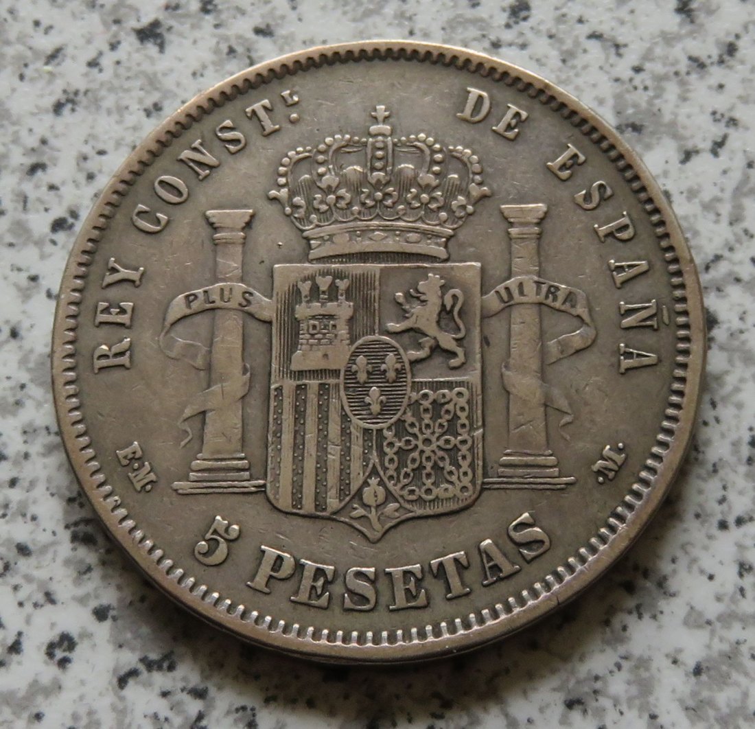  Spanien 5 Pesetas 1878   