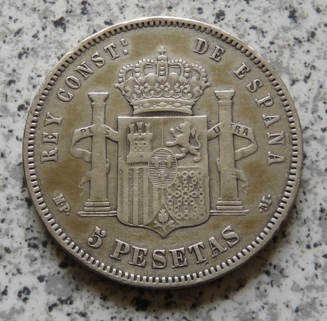  Spanien 5 Pesetas 1888 MP-M   
