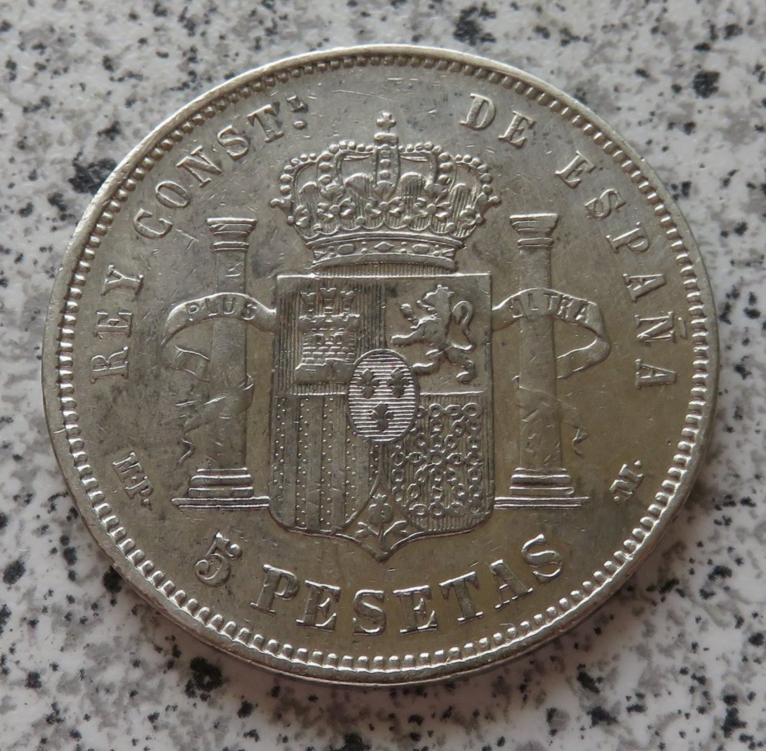  Spanien 5 Pesetas 1889 MP-M   