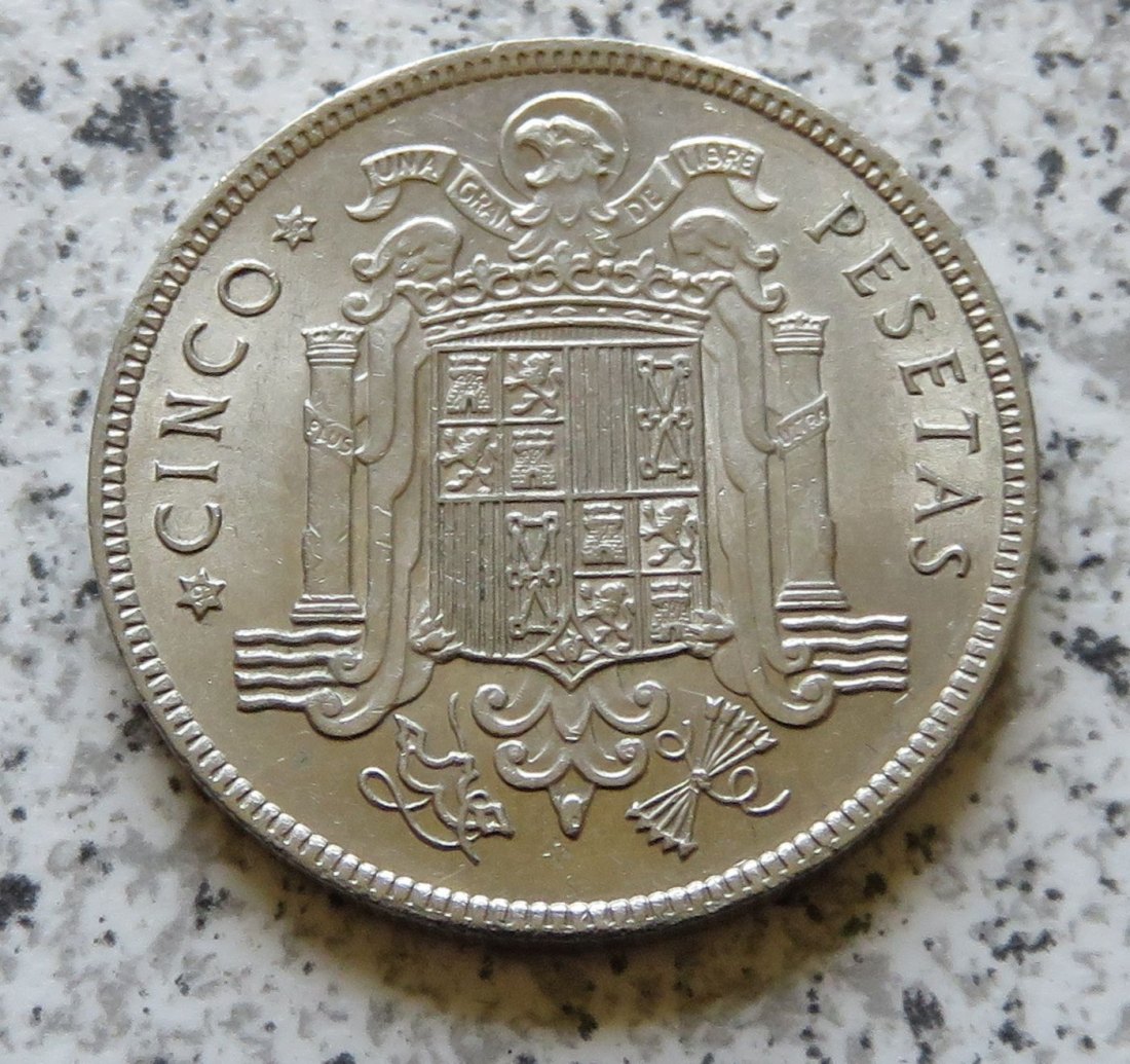  Spanien 5 Pesetas 1949 Sternchen 50   