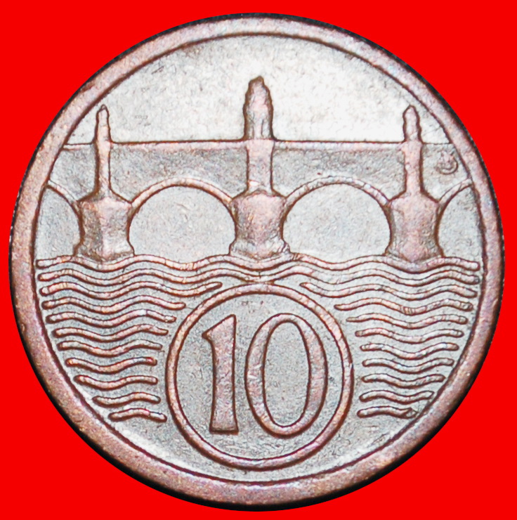  Ⰶ BRIDGE (1922-1938): CZECHOSLOVAKIA ★ 10 HELLERS 1929 LION RARE! LOW START ★ NO RESERVE!   