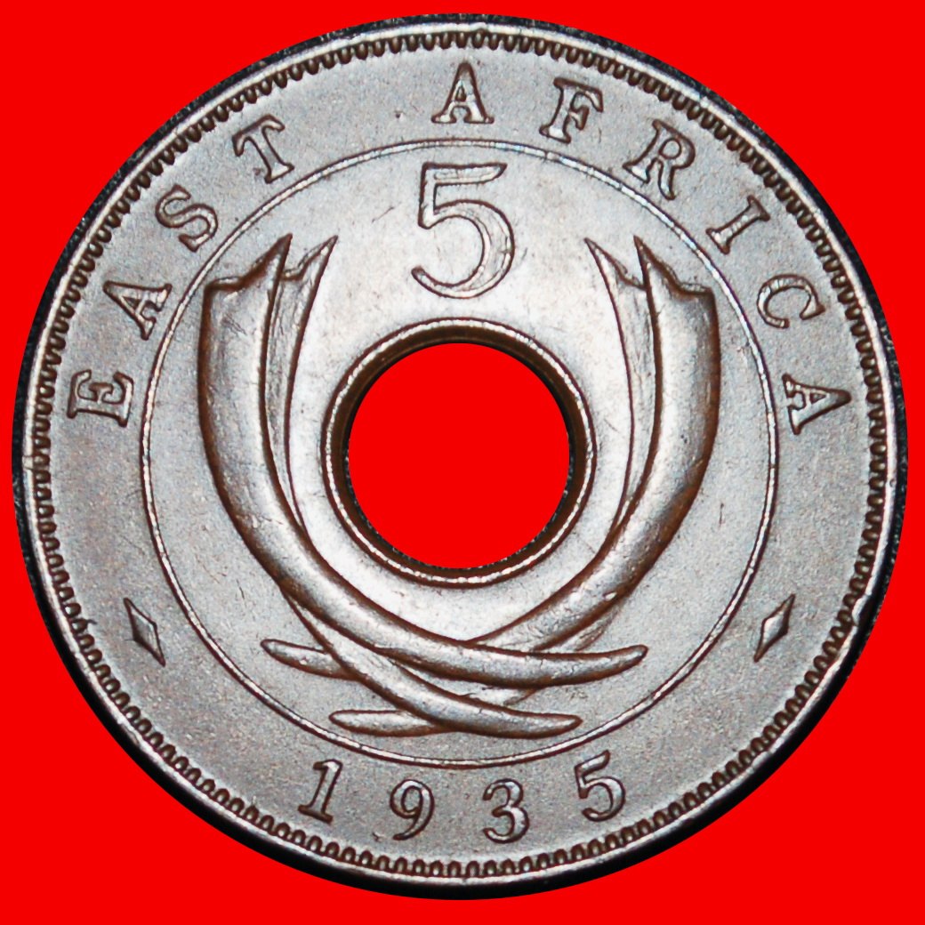Ⰶ GREAT BRITAIN (1921-1936): EAST AFRICA★ 5 CENTS 1935! GEORGE V (1911-1936) LOW START ★ NO RESERVE!