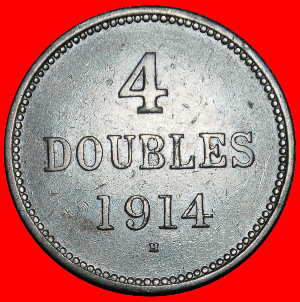 Ⰶ GREAT BRITAIN (1914-1949): GUERNESEY ★ 4 DOUBLES 1914H OPPOSITE ALIGNMENT! LOW START ★ NO RESERVE!
